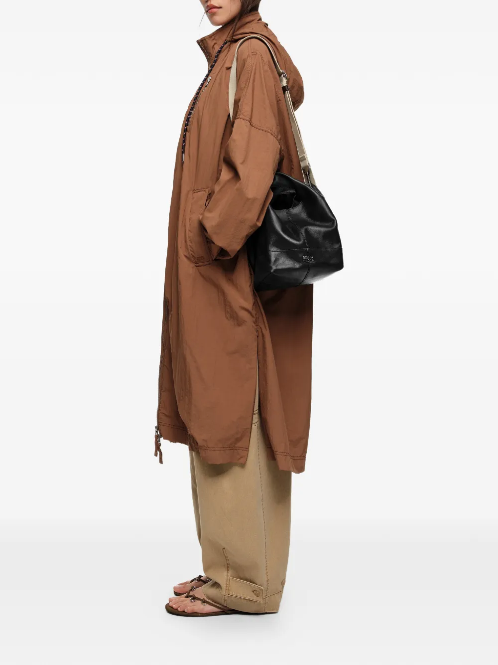  Bimba Y Lola Medium Paper Leather Tote Bag - Black 