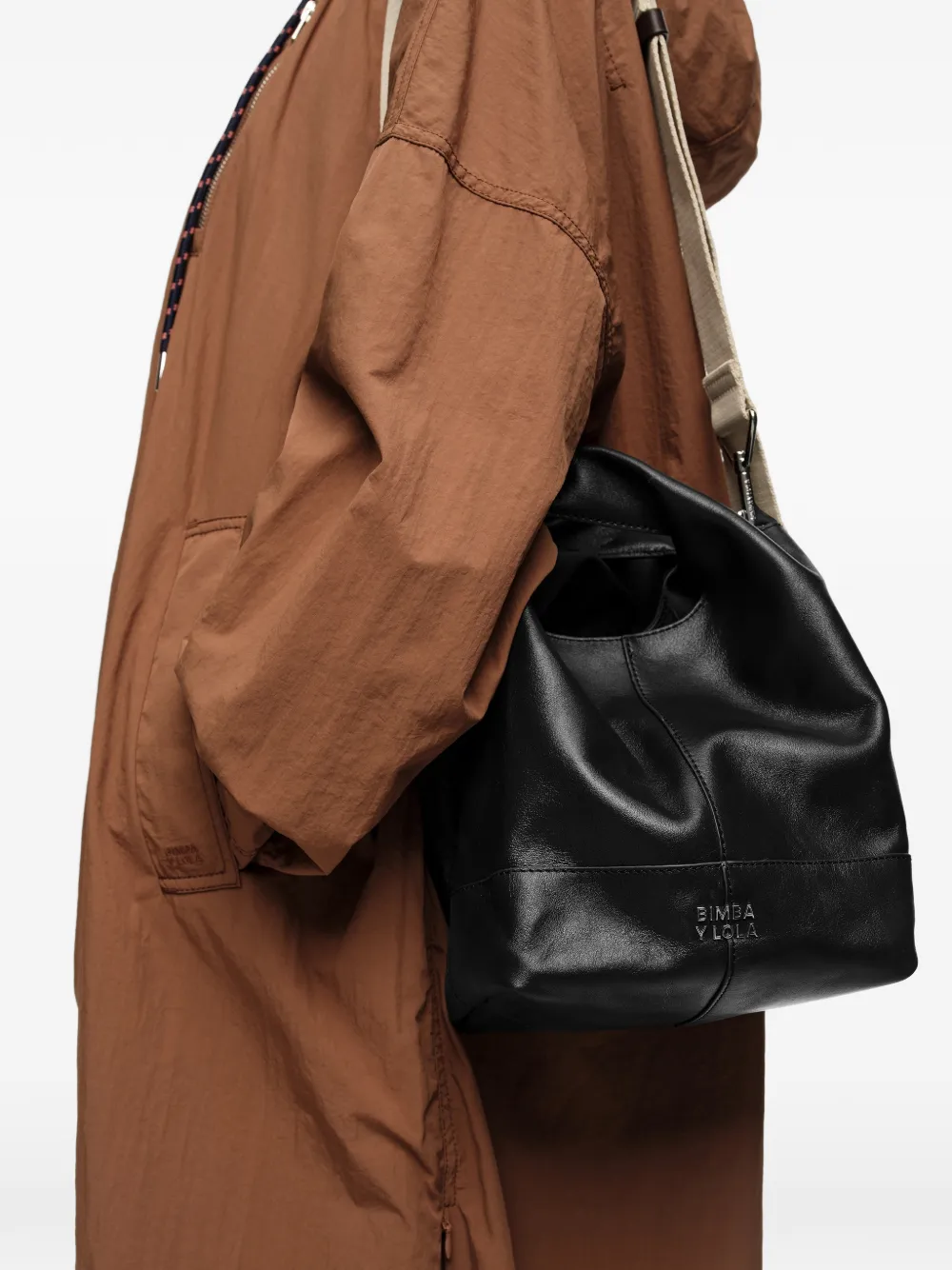  Bimba Y Lola Medium Paper Leather Tote Bag - Black 