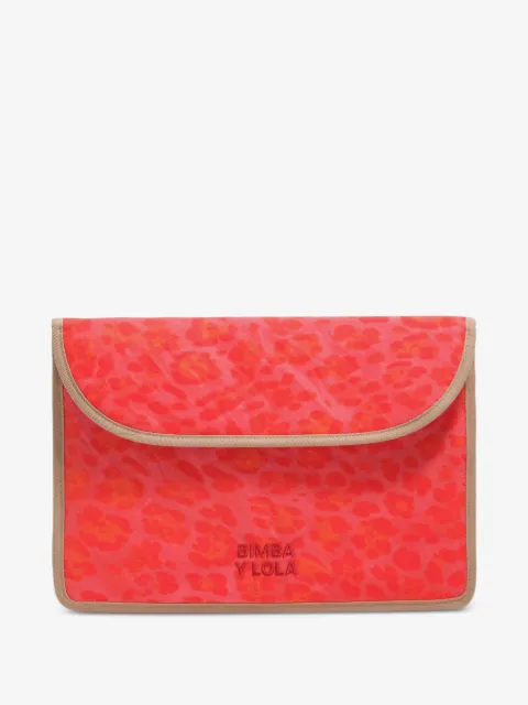Bimba y Lola pink leopard-print nylon laptop sleeve