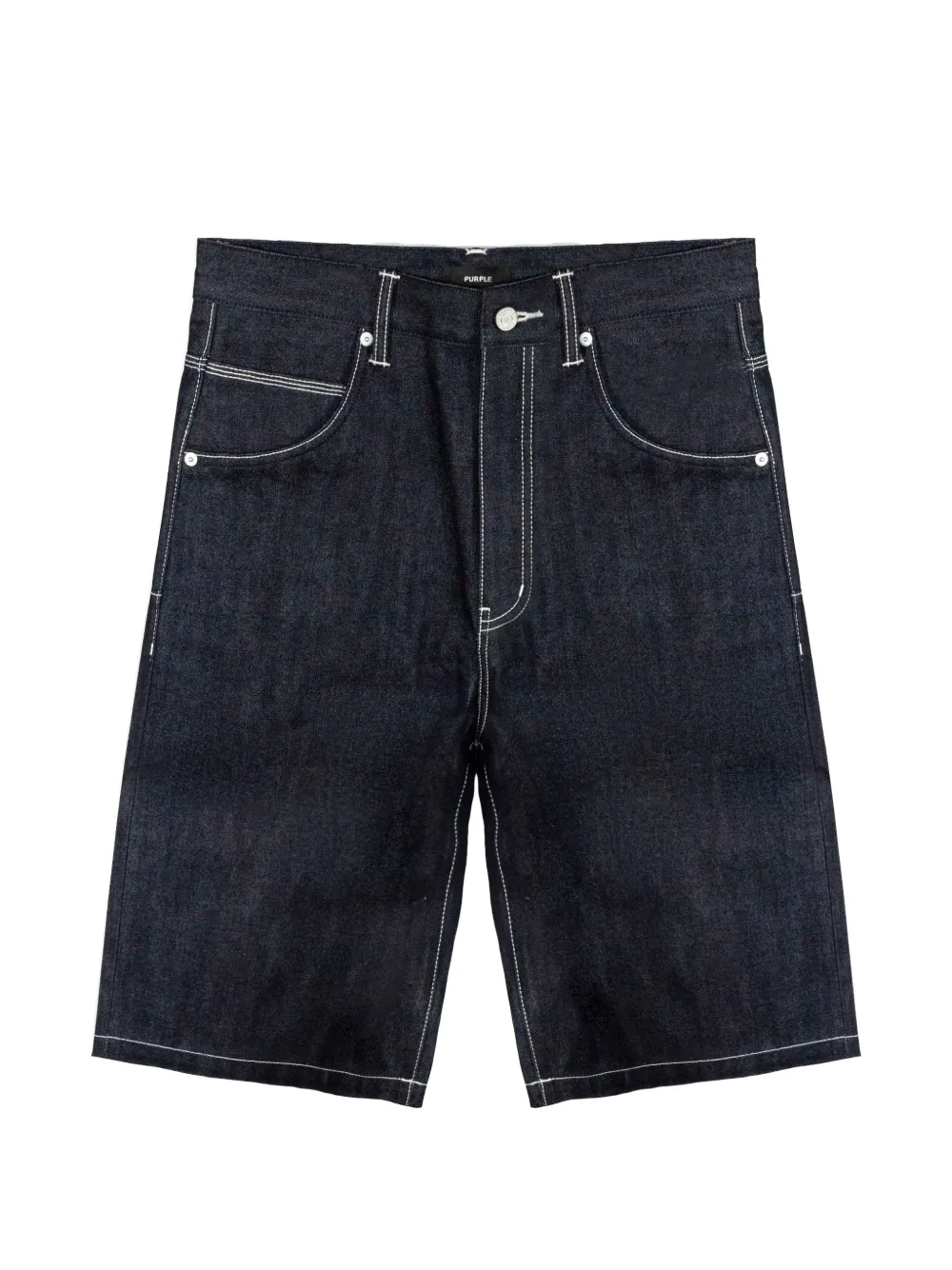 Purple Brand contrast-stitch denim shorts - Blu
