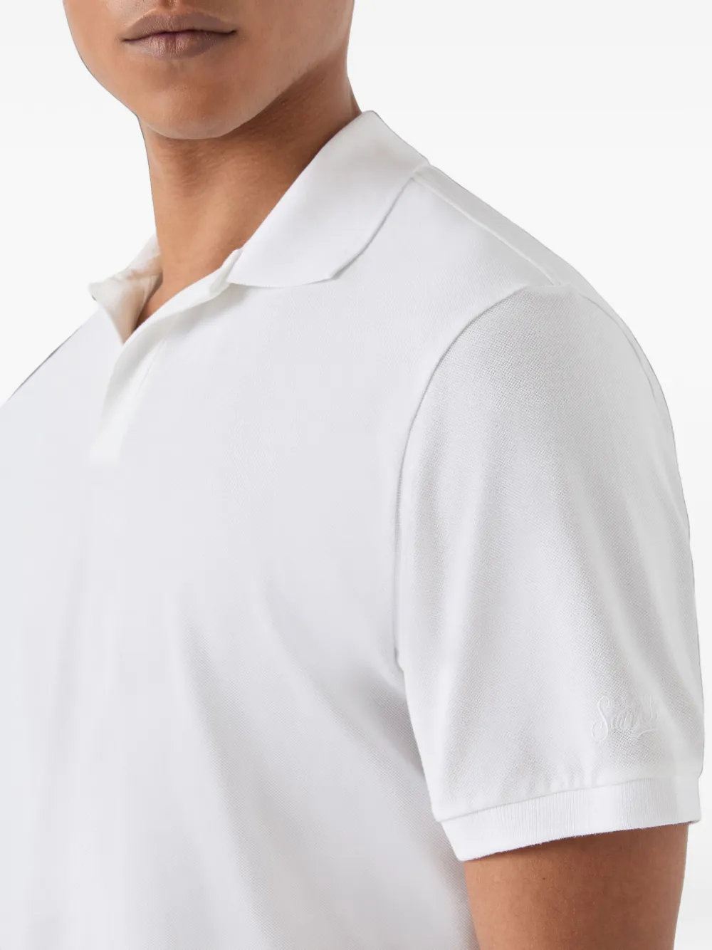 MC2 Saint Barth Charles piqué T-shirt met V-hals Wit