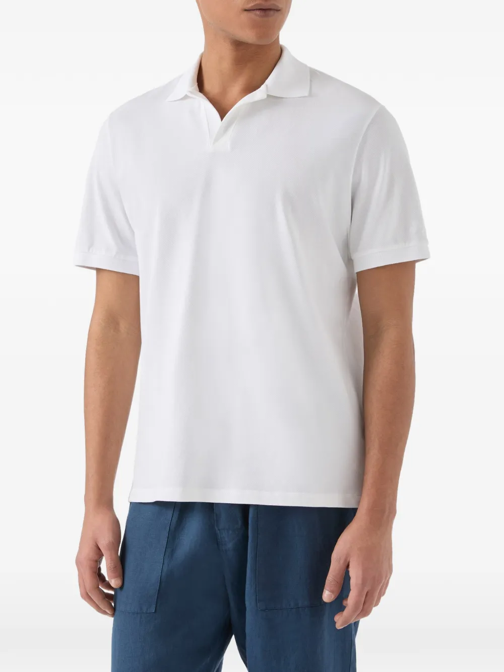 MC2 Saint Barth Charles piqué T-shirt met V-hals Wit