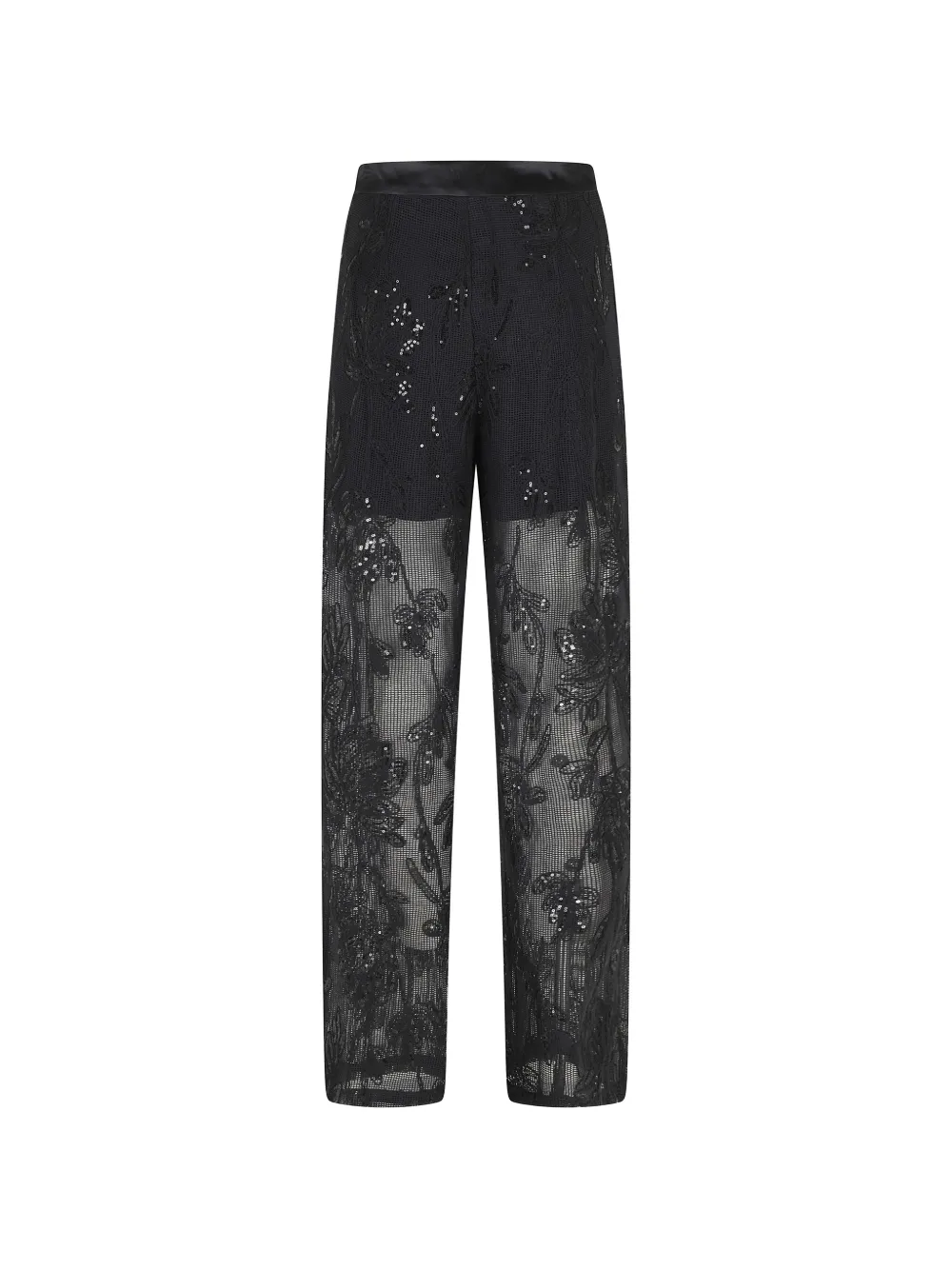 Isabelle Blanche Broek met pailletten en bloemen Zwart