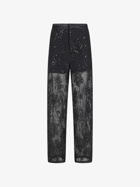 Isabelle Blanche pantalones bordados con lentejuelas
