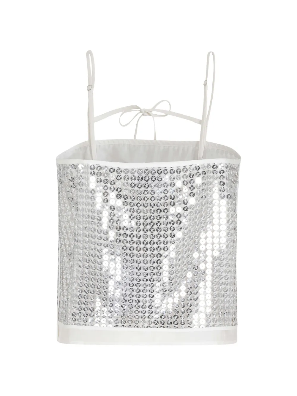  Isabelle Blanche Sequinned Self-tie Top - Silver 