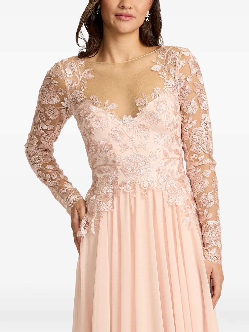 Tadashi Shoji Jurk met bloemenprint en lange mouwen Roze