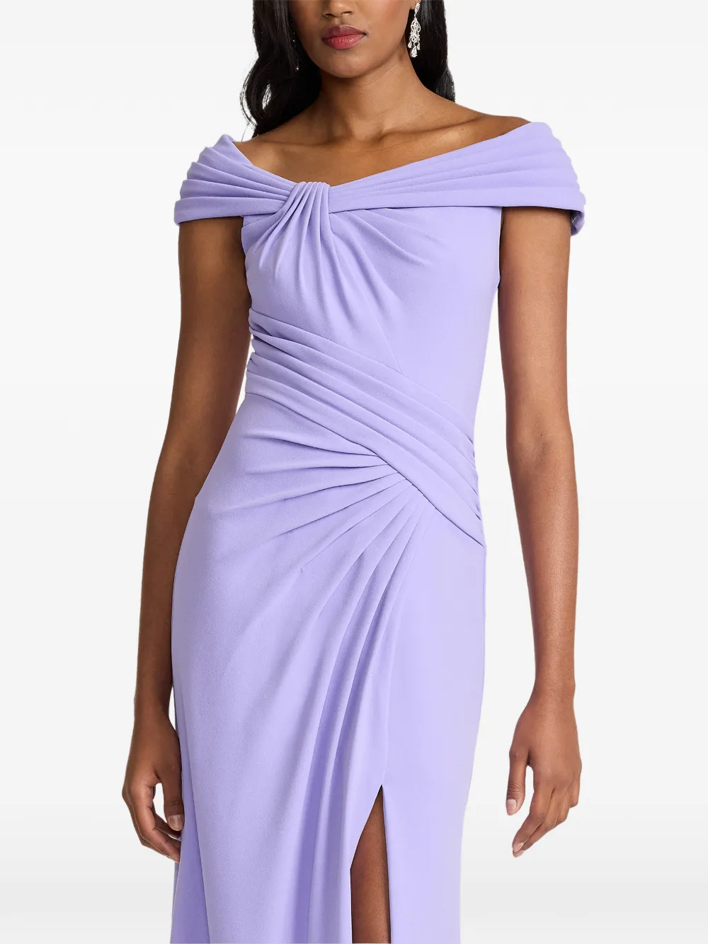 Tadashi Shoji Off-shoulder midi-jurk met split Paars