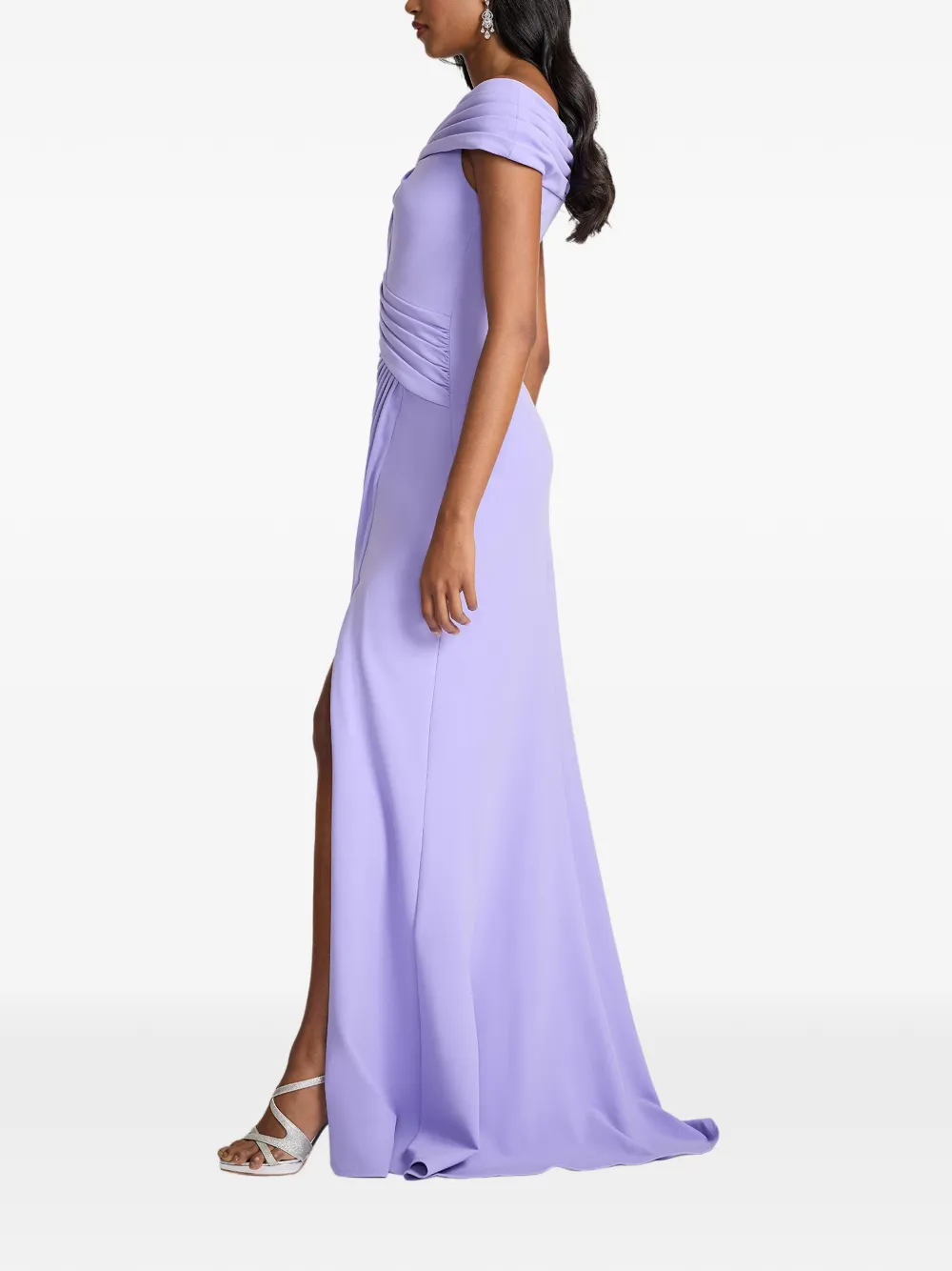 Tadashi Shoji Off-shoulder midi-jurk met split Paars