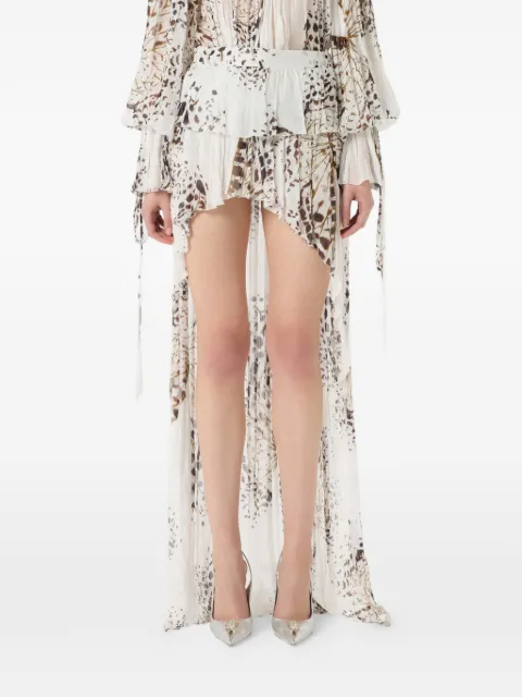 Blumarine Georgette butterfly-print skirt