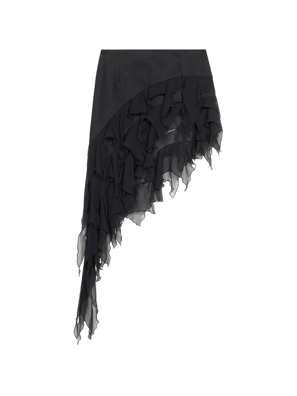 Blumarine Gonna asimmetrica con ruches - Nero