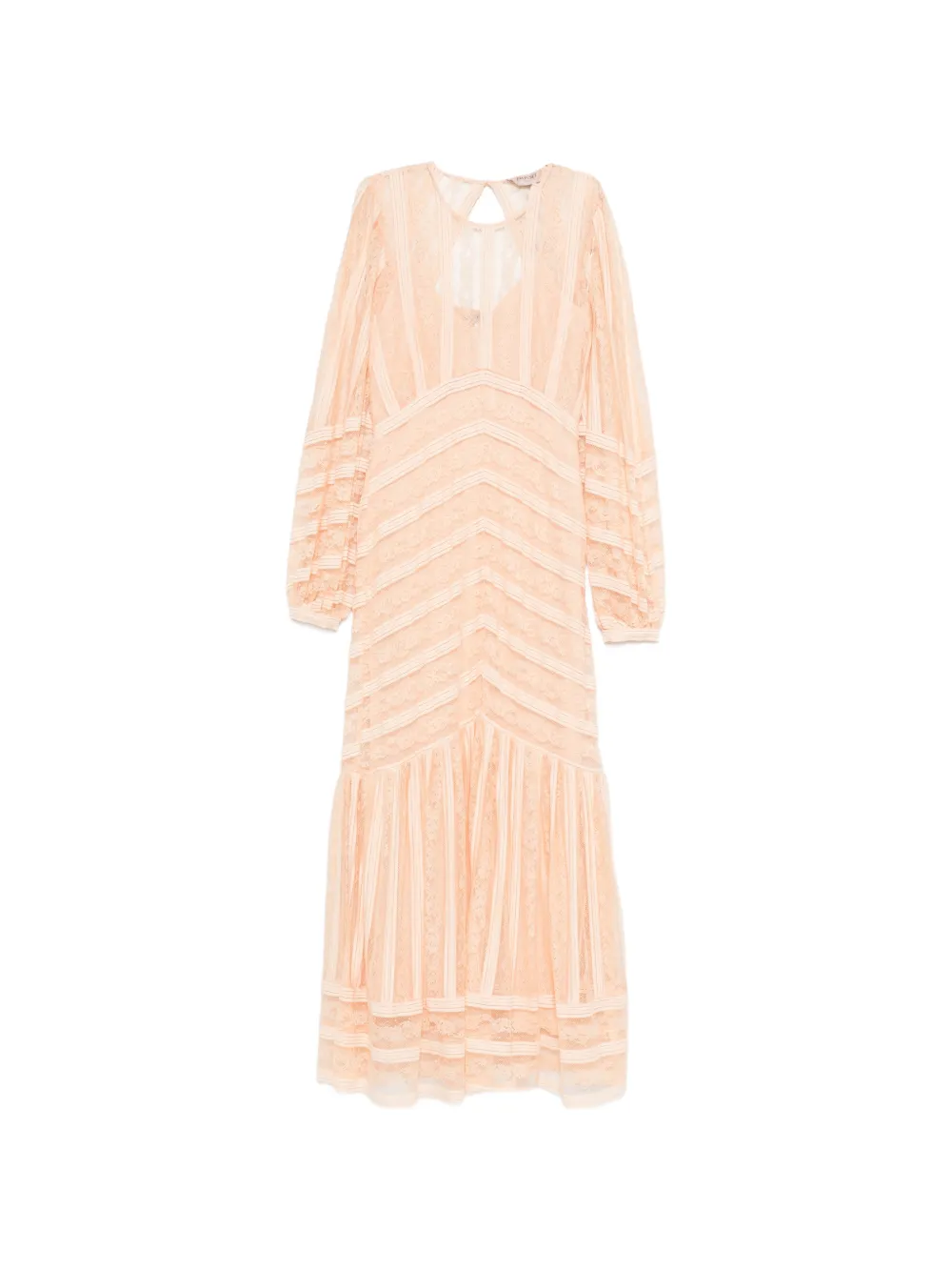 TWINSET lace striped midi dress - Rosa