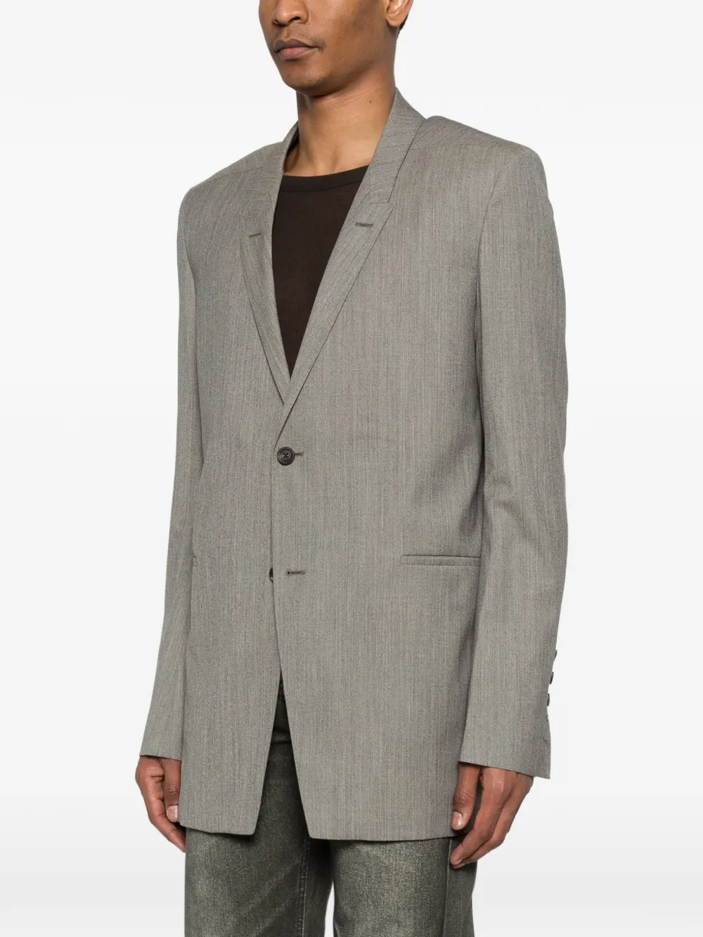 Rick Owens Blazer met enkele rij knopen Grijs