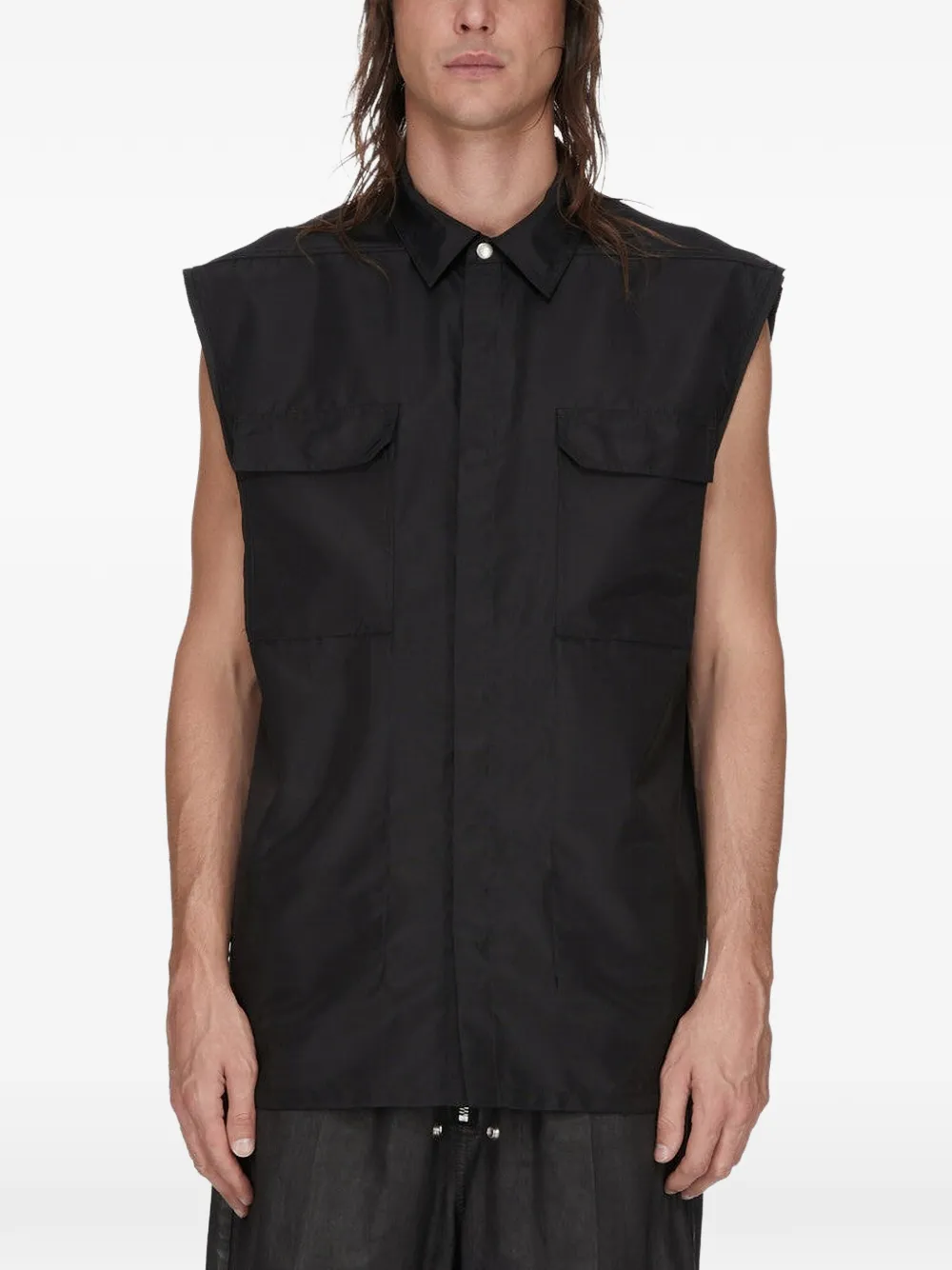 Rick Owens Jumbo shirtjack met zak Zwart