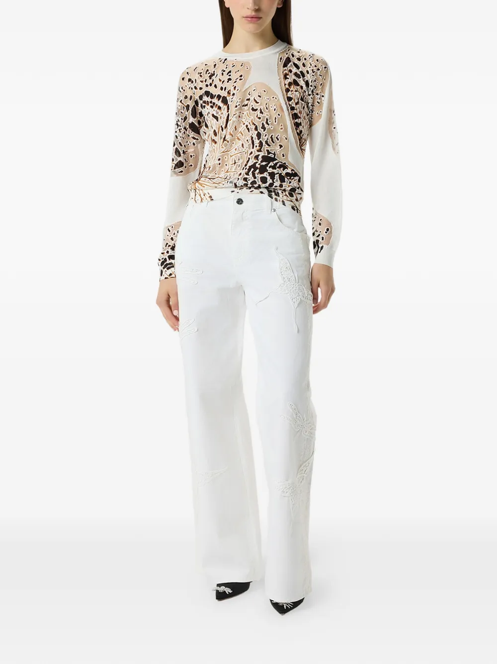 Blumarine T-shirt met vlinderprint Wit