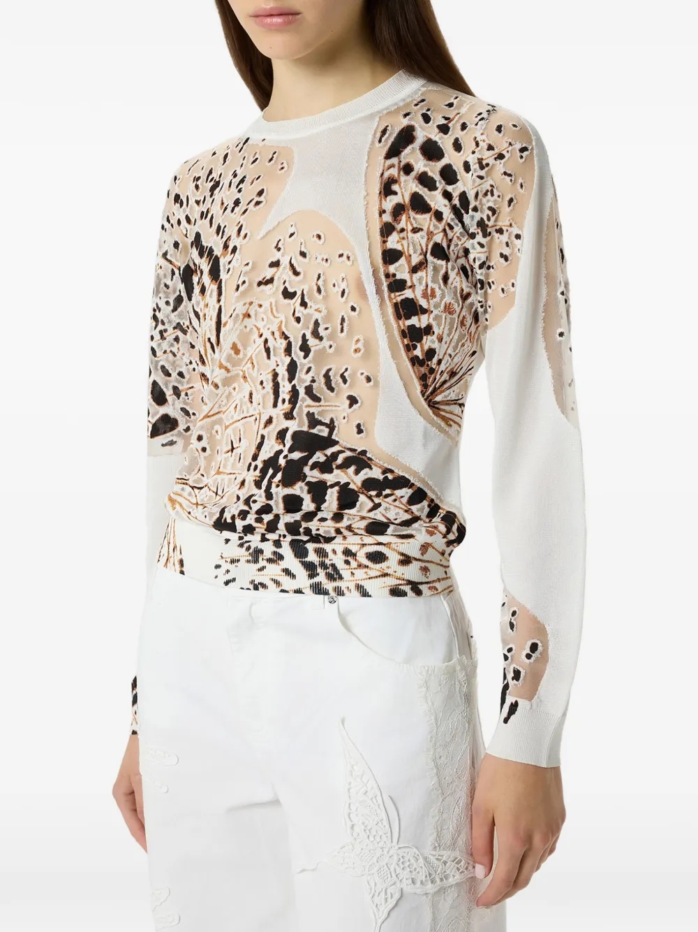 Blumarine T-shirt met vlinderprint Wit