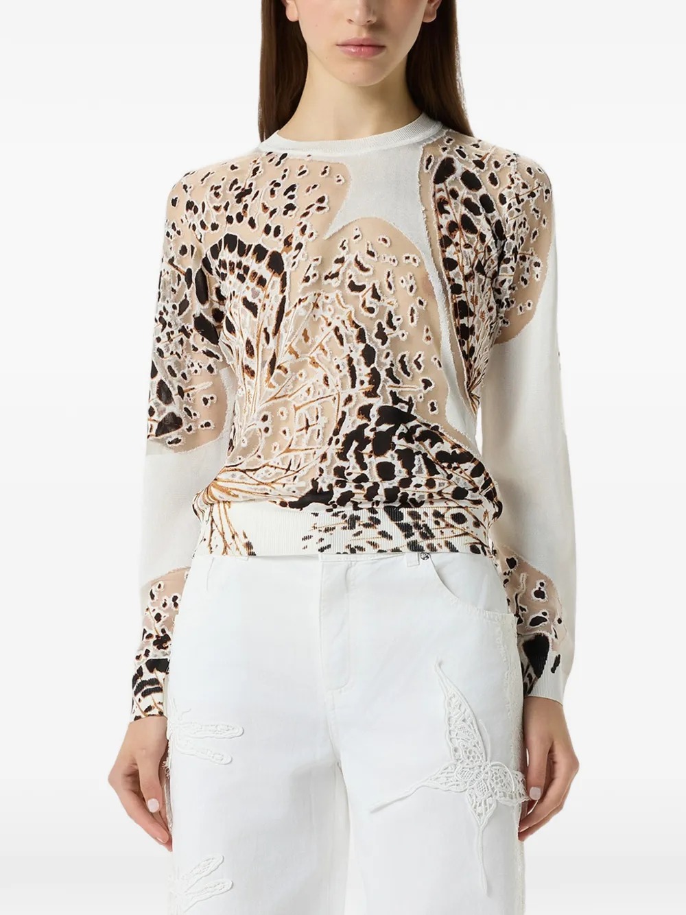 Blumarine T-shirt met vlinderprint Wit