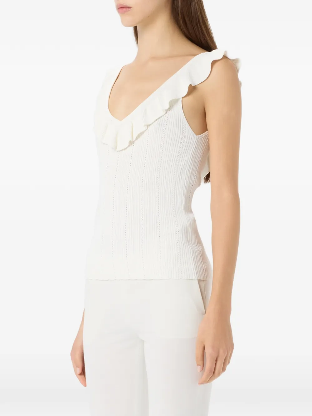 Ruffled V-Neck Tank Top