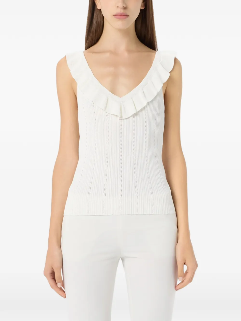 Ruffled V-Neck Tank Top