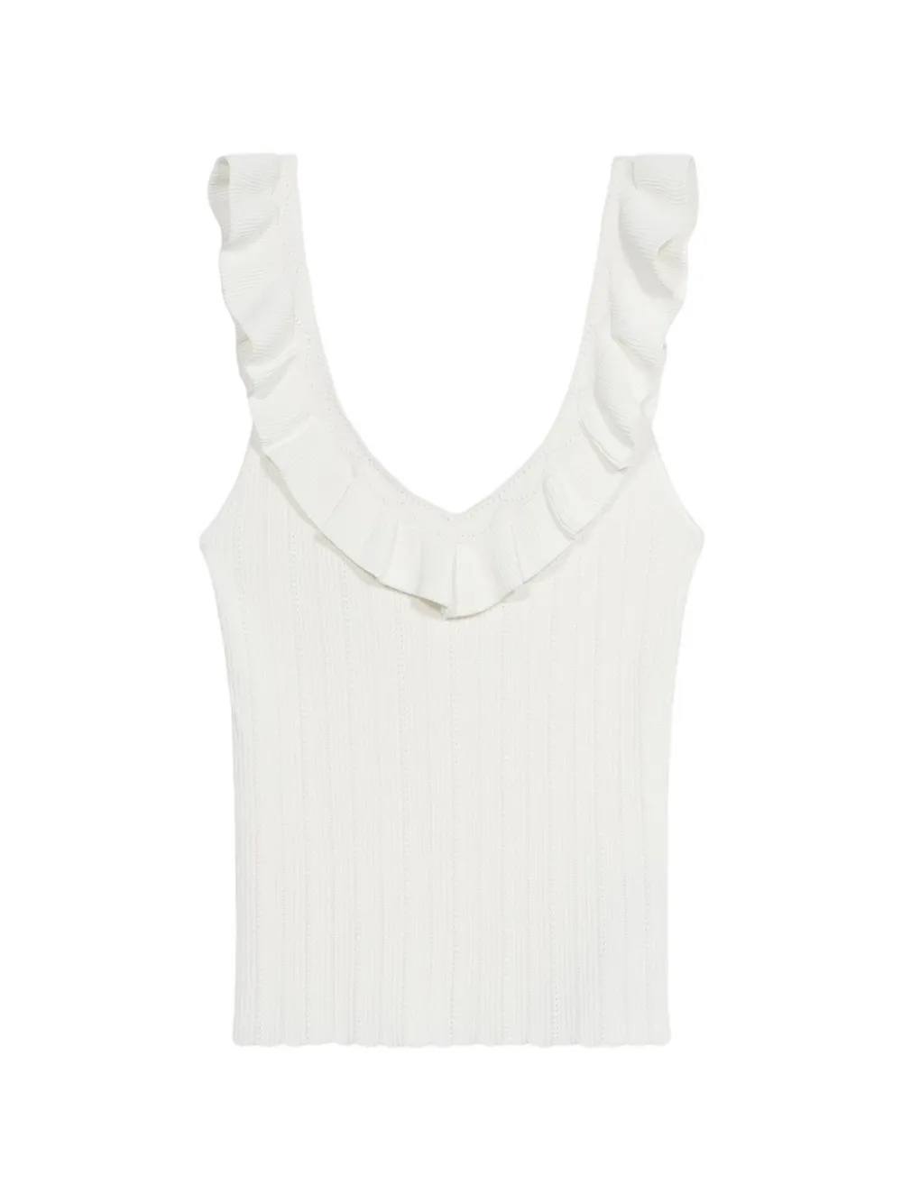 Blumarine ruffled V-neck tank top - Bianco