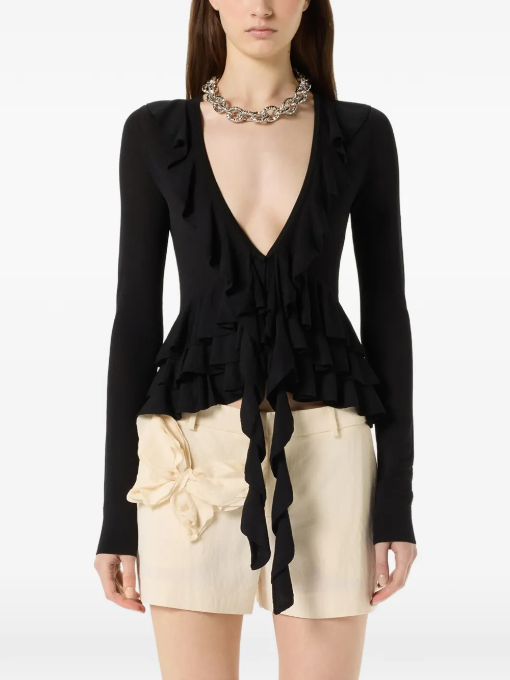  Blumarine Ruffled Cardigan - Black 