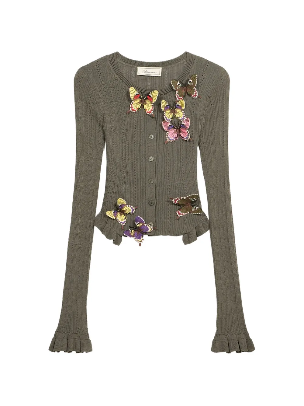 Blumarine butterfly ribbed cardigan - Green