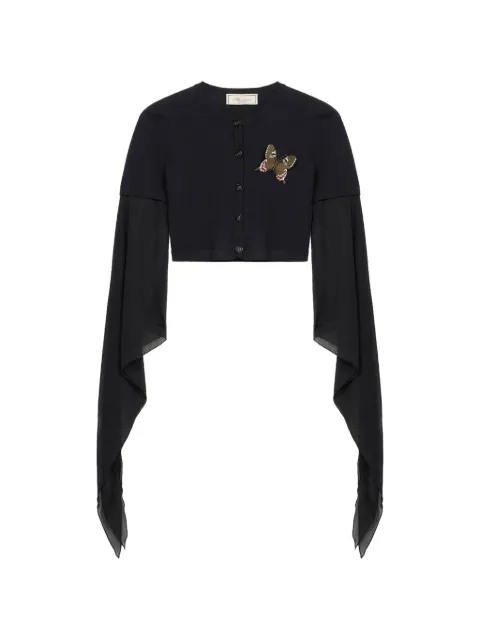 Blumarine cárdigan con mangas acampanadas y aplique de mariposa