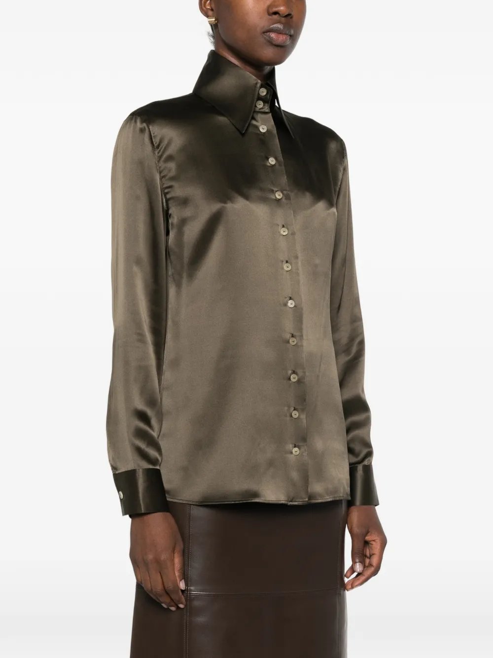 KHAITE Zijden blouse met verwassen effect Groen
