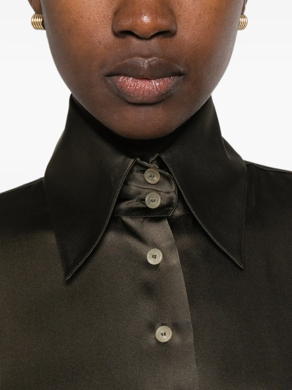 KHAITE Zijden blouse met verwassen effect Groen