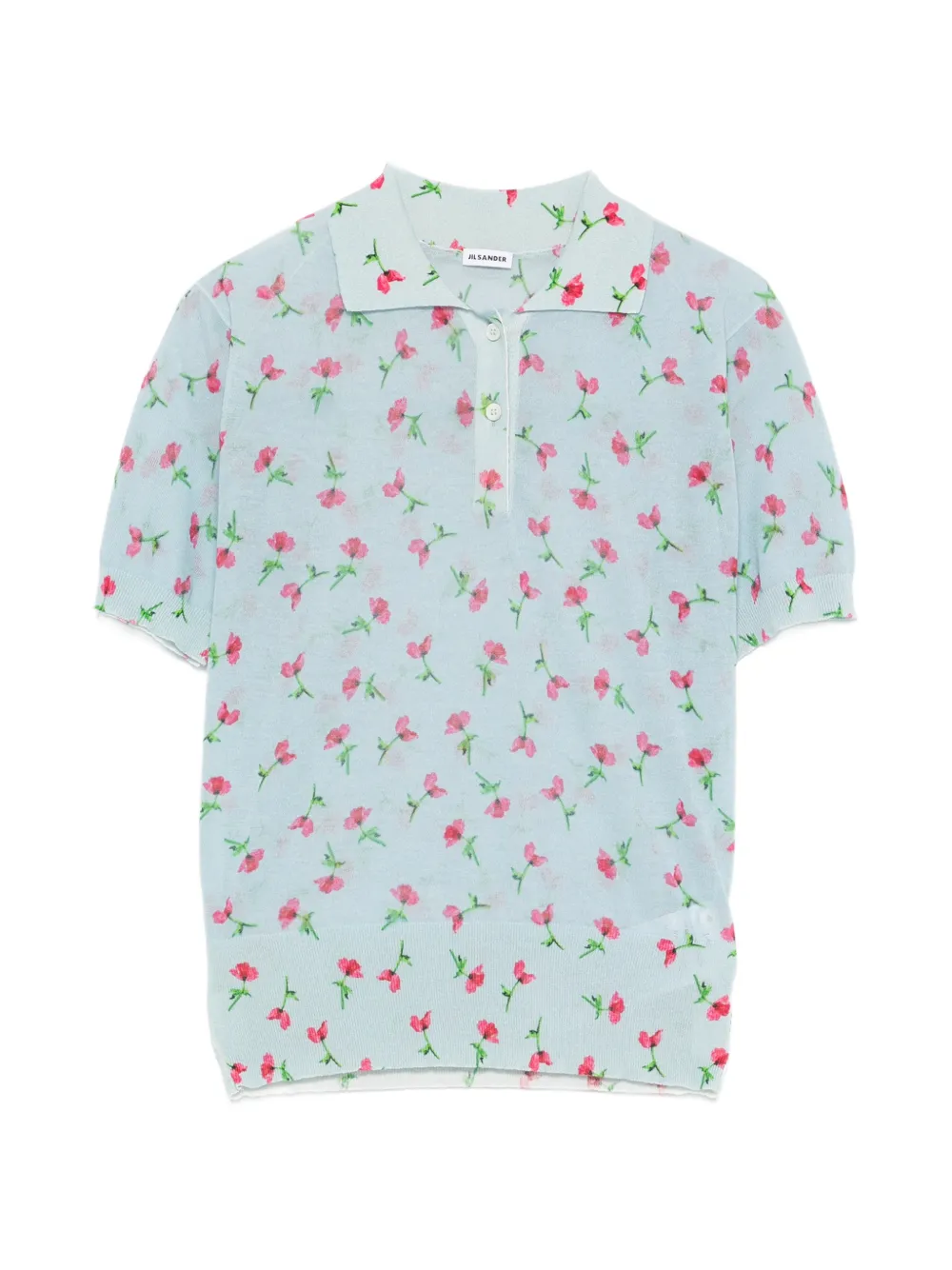 Jil Sander floral polo top - Blu