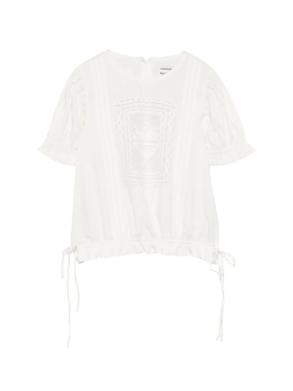 DAMSON MADDER Mabel lace-panelled puffed-sleeve blouse - Bianco