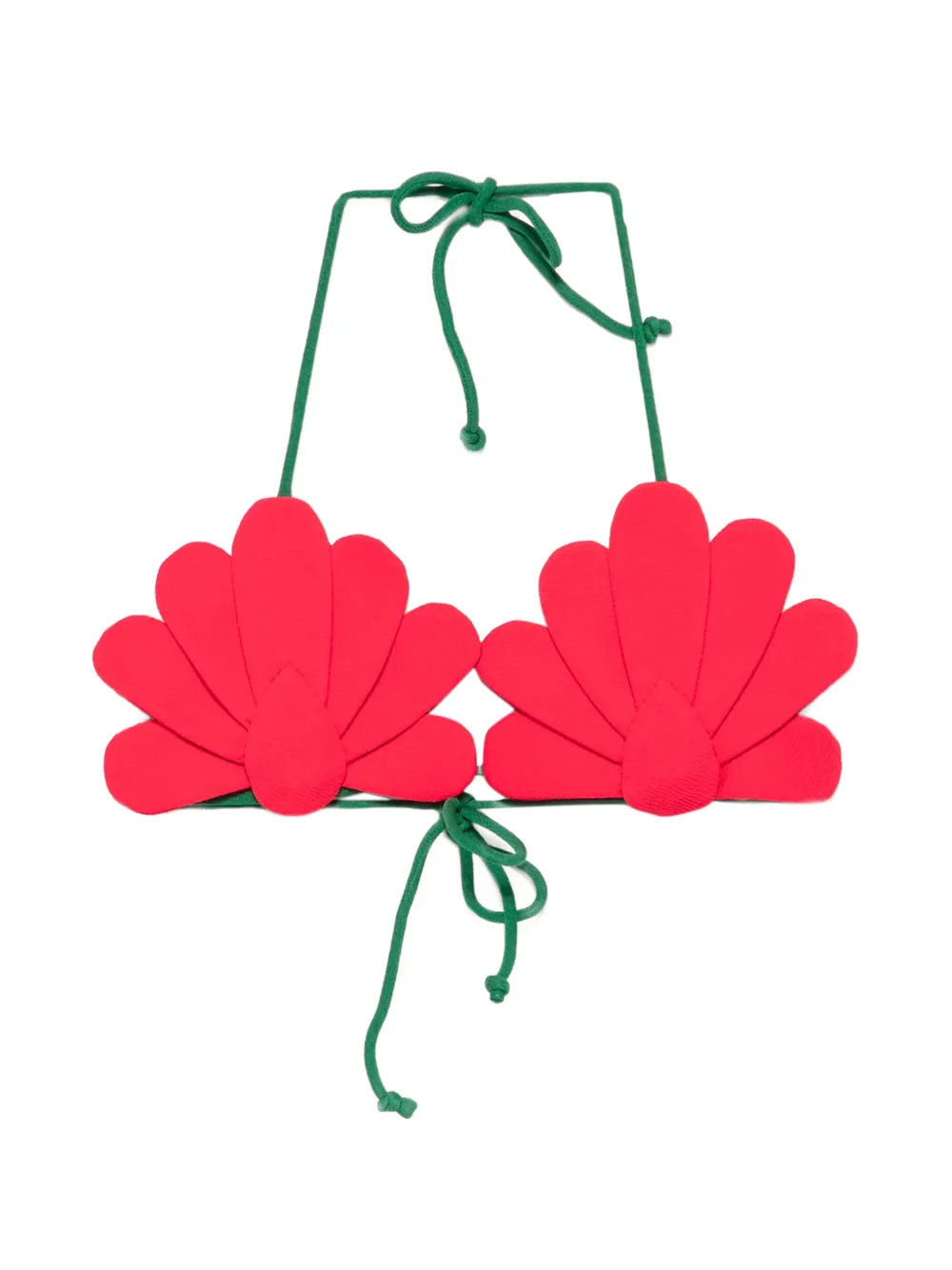 FARM Rio scalloped-edge triangle bikini top - Verde