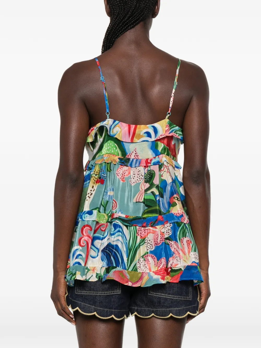 FARM Rio Garden Of Life veelkleurige blouse met ruches en strikken Roze