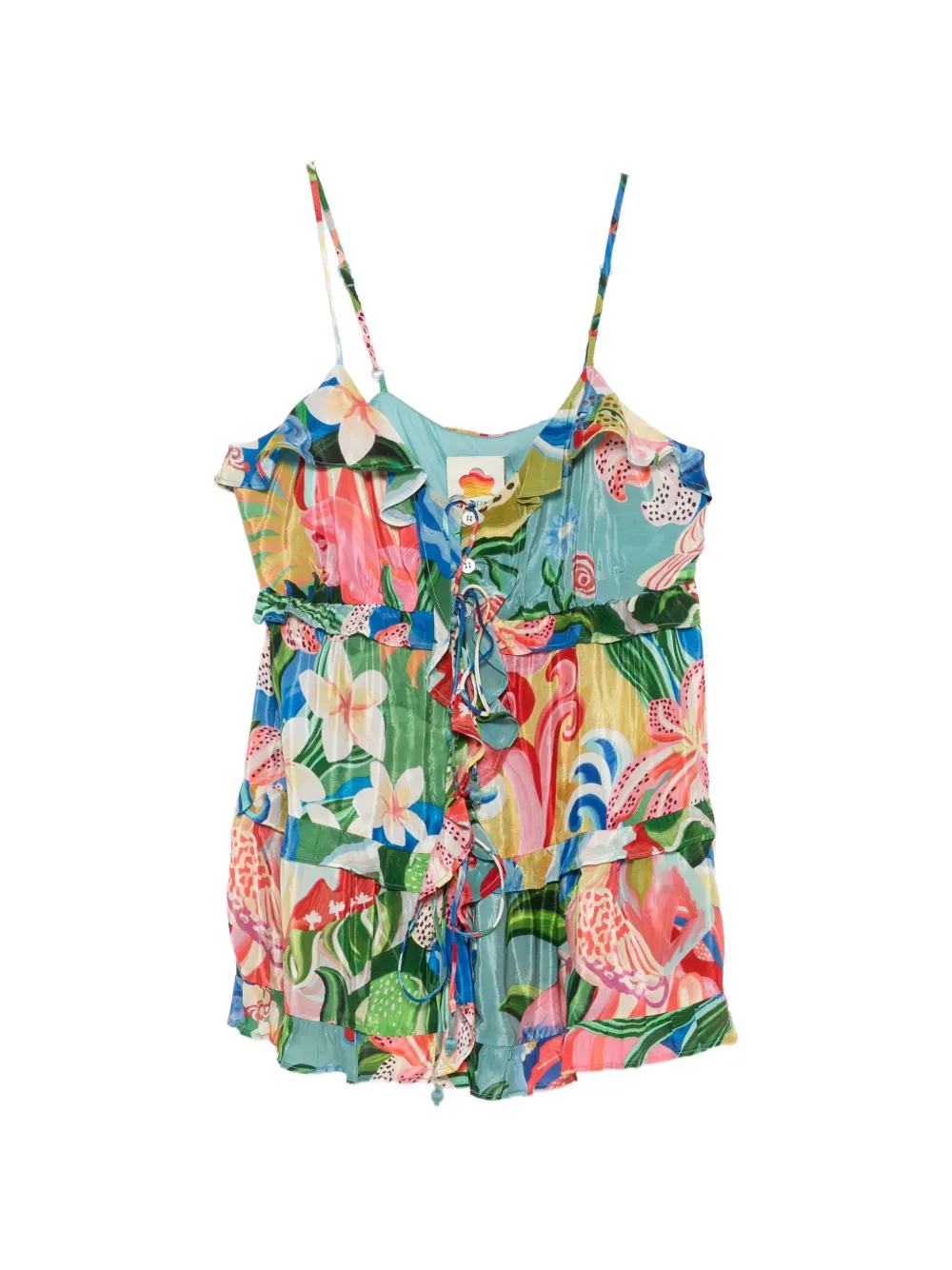 FARM Rio ruffled floral-print top - Rosa