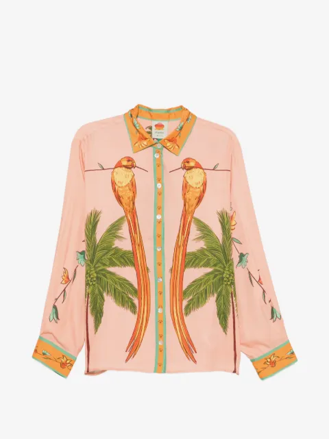 FARM Rio birds-print long-sleeve shirt