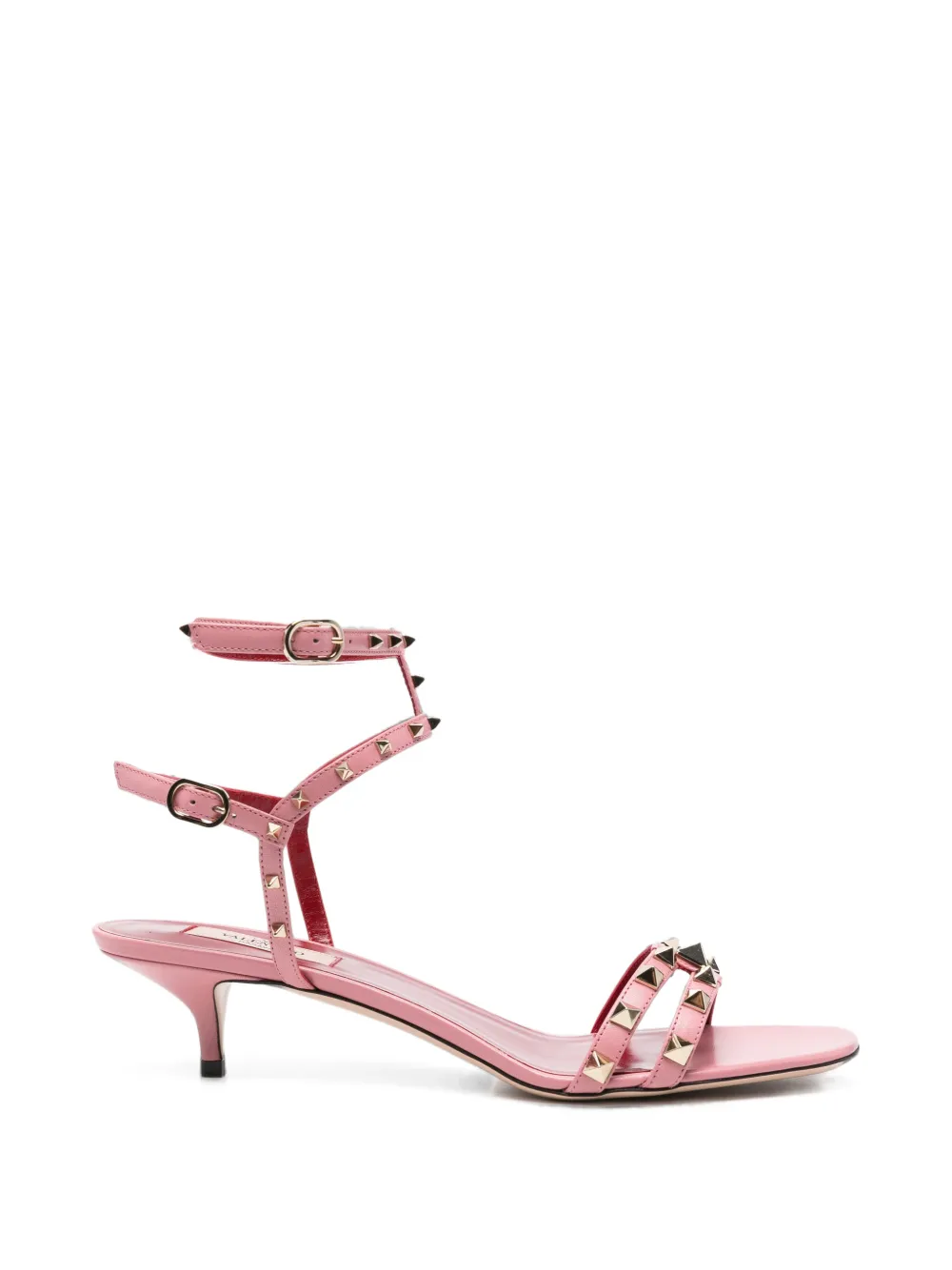 Valentino Garavani Rockstud leather heeled sandals Roze