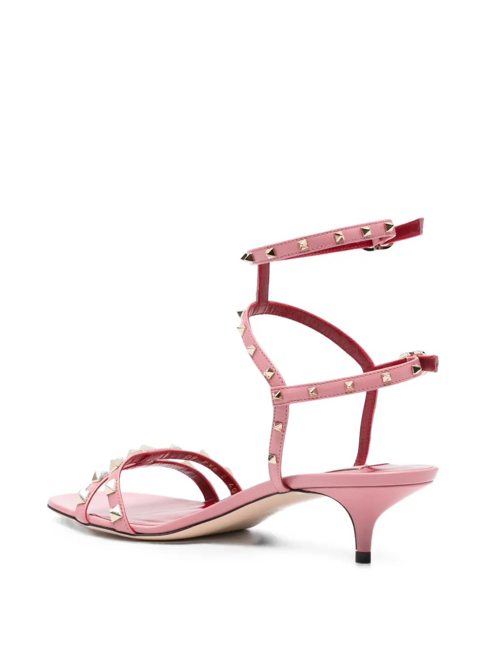 Valentino Garavani Rockstud leather heeled sandals Roze