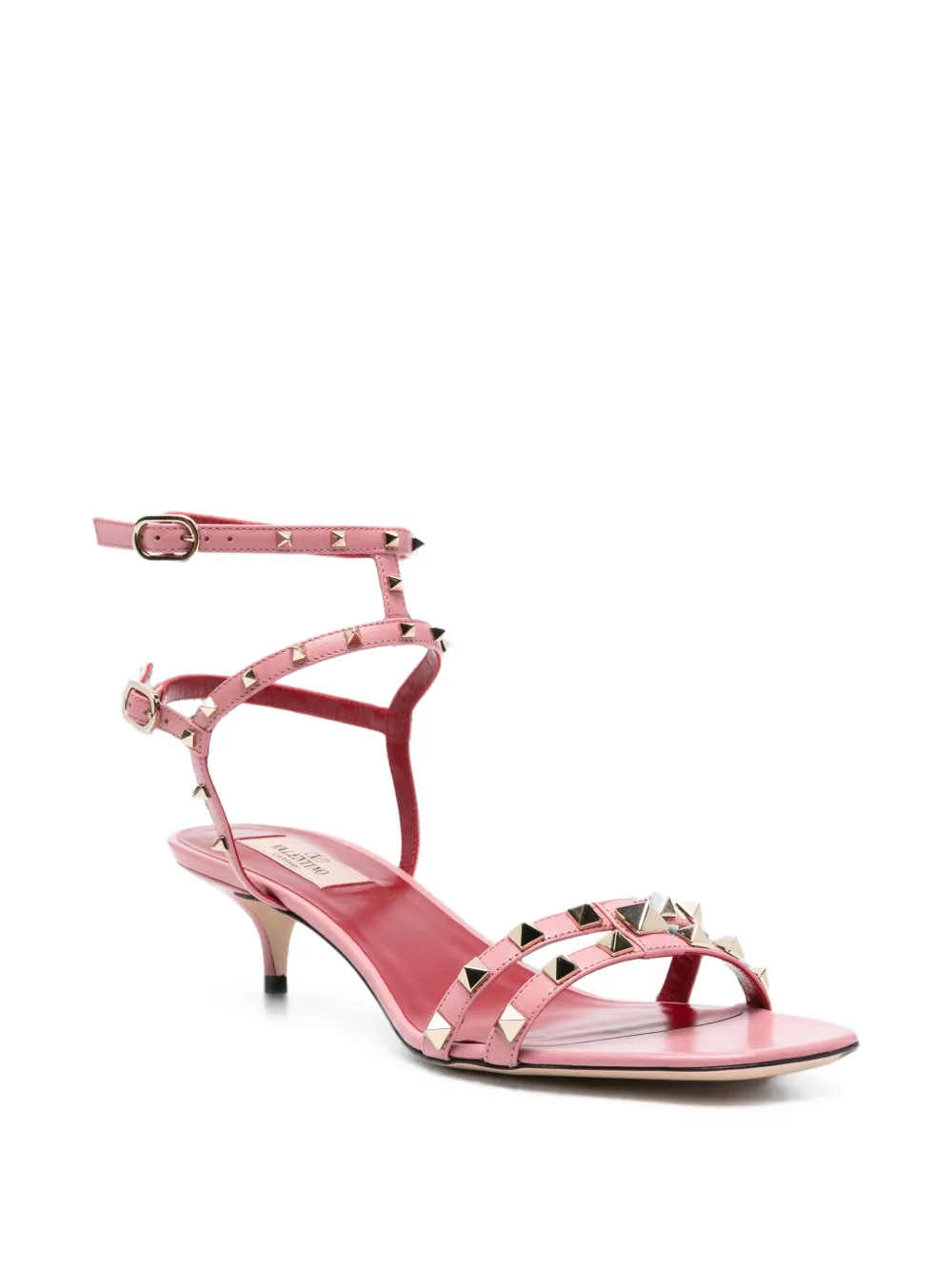 Valentino Garavani Rockstud leather heeled sandals Roze