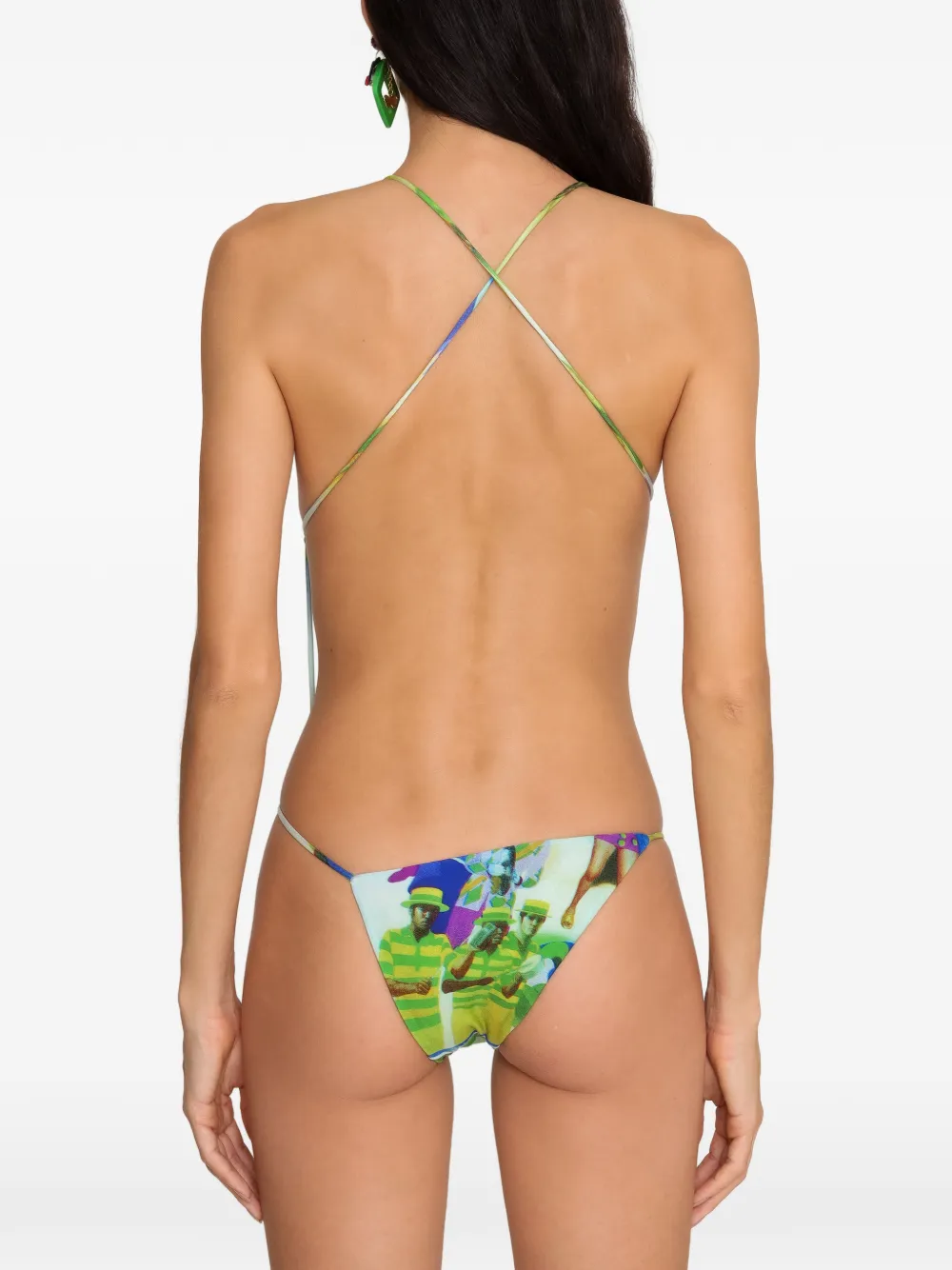 Amir Slama Bikini met print en strik Groen