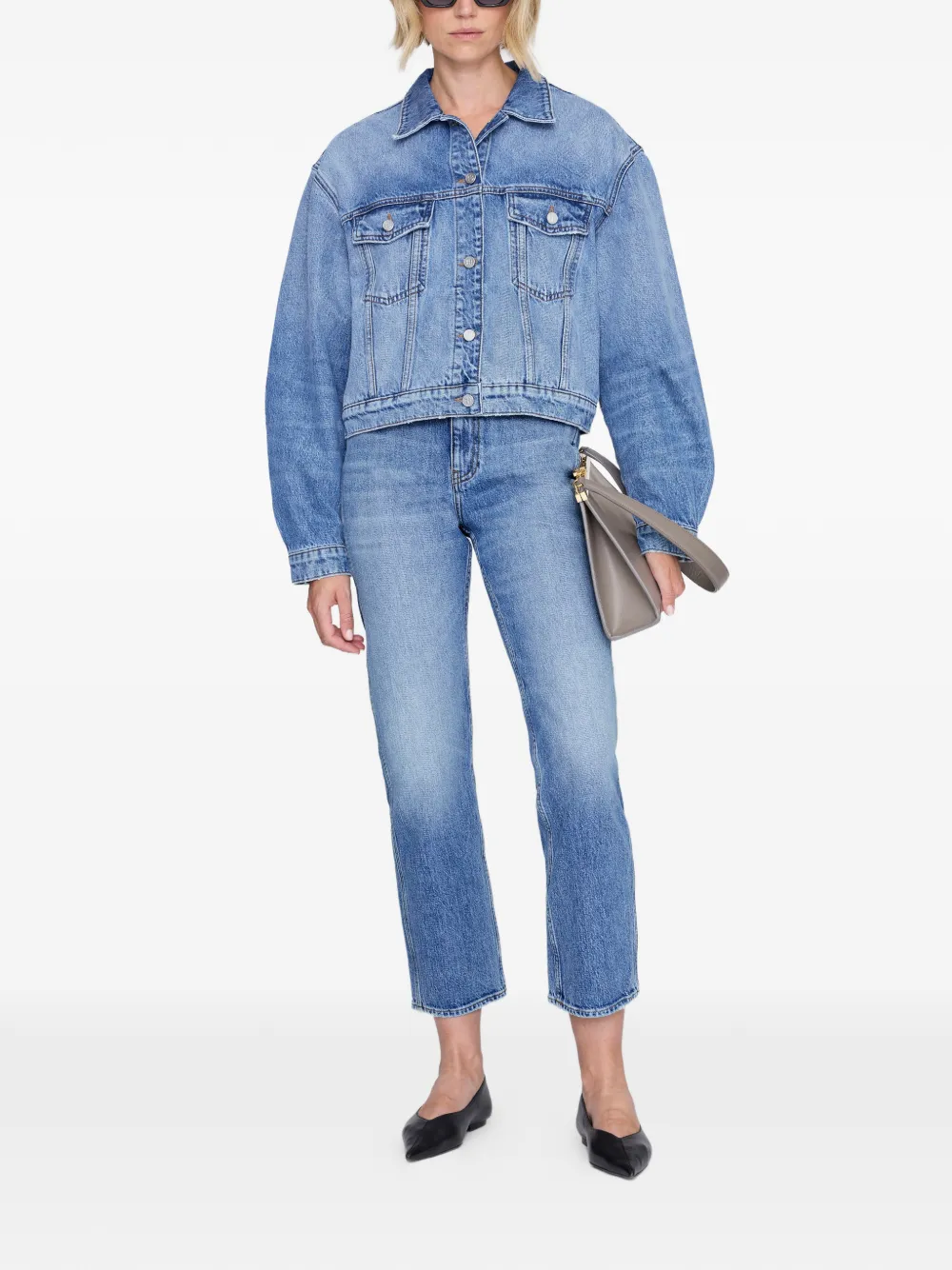 ANINE BING Quincy denim jack met knopen Blauw