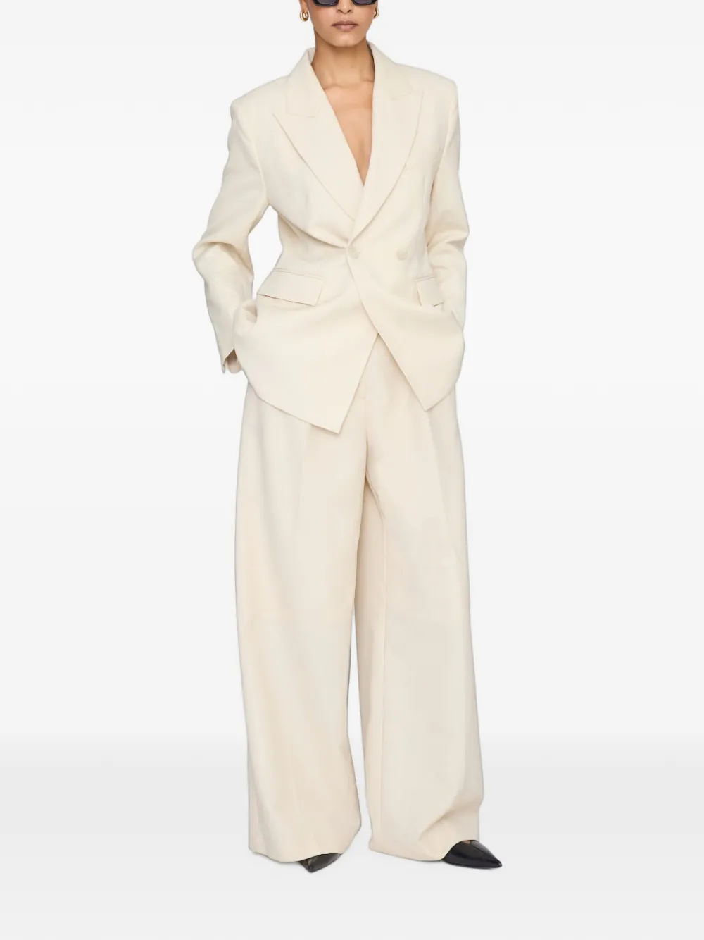 ANINE BING Tiphaine blazer met dubbele rij knopen Beige