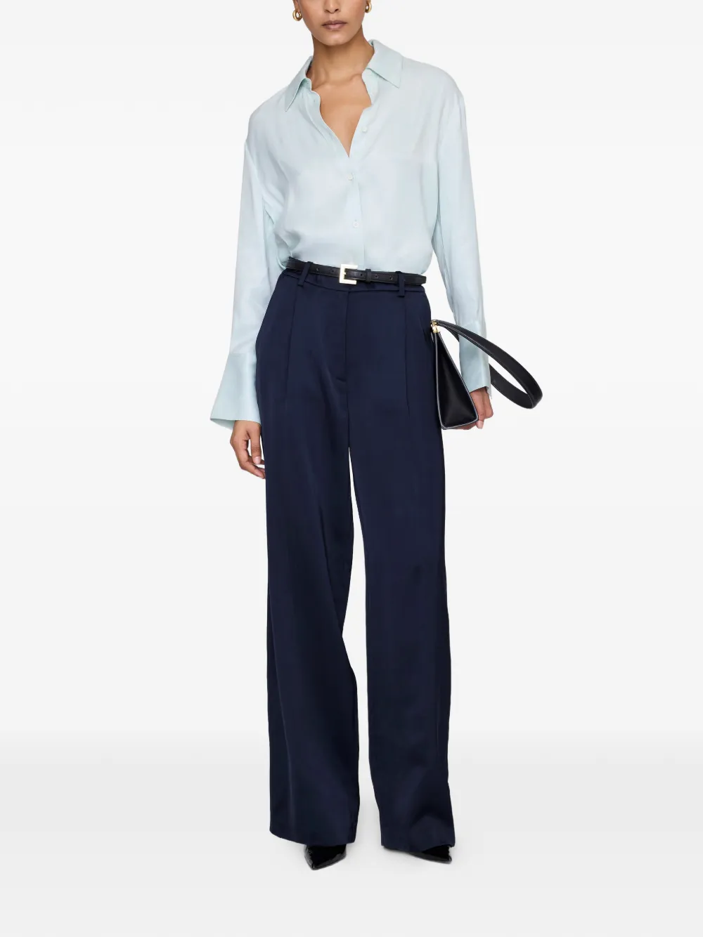  Anine Bing Bridget Buttoned Point-collar Shirt - Green 