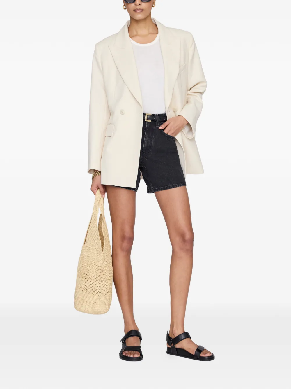 ANINE BING Shorts met knopen Zwart