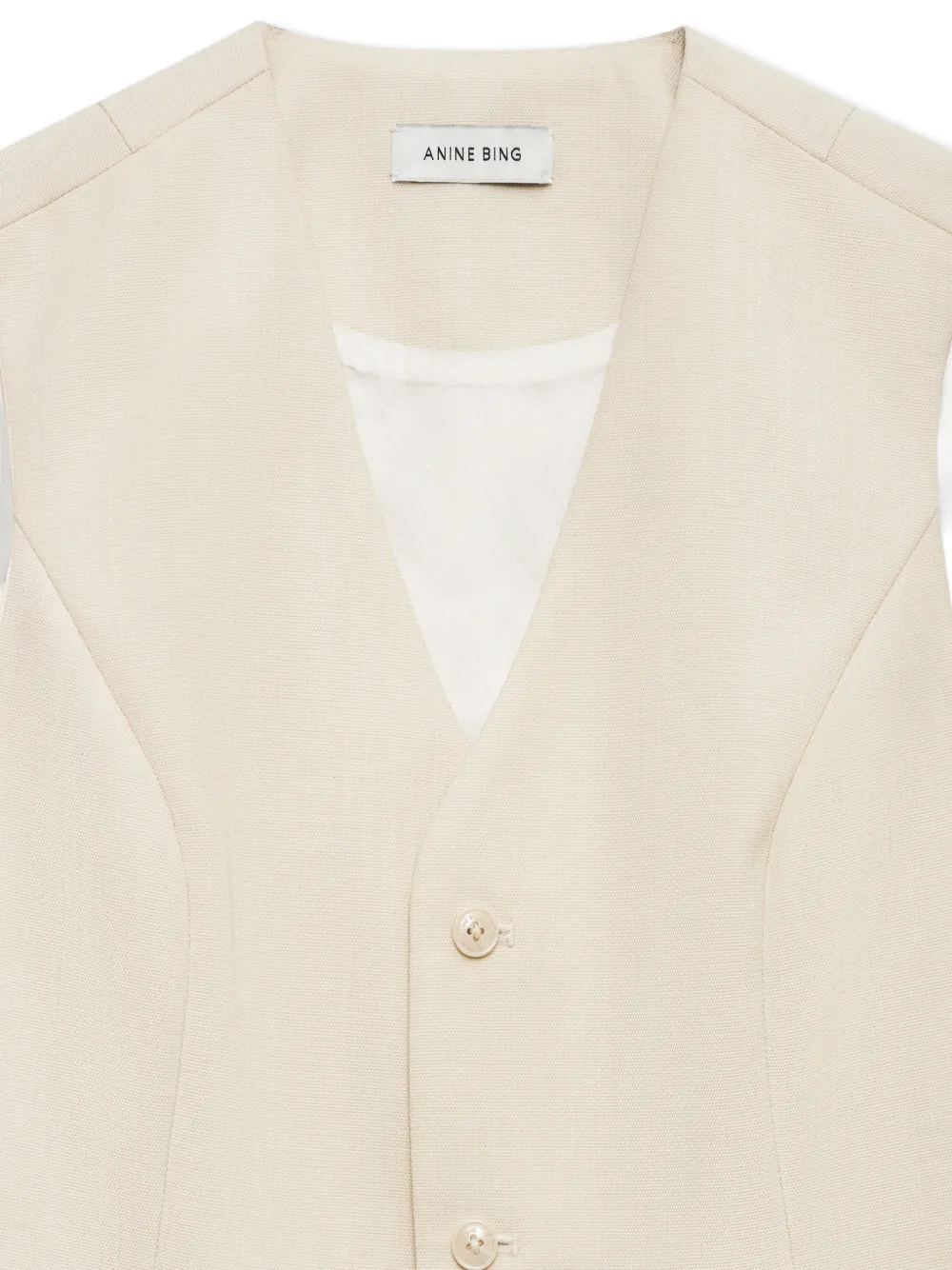 ANINE BING Mario gilet met V-hals en knopen Beige
