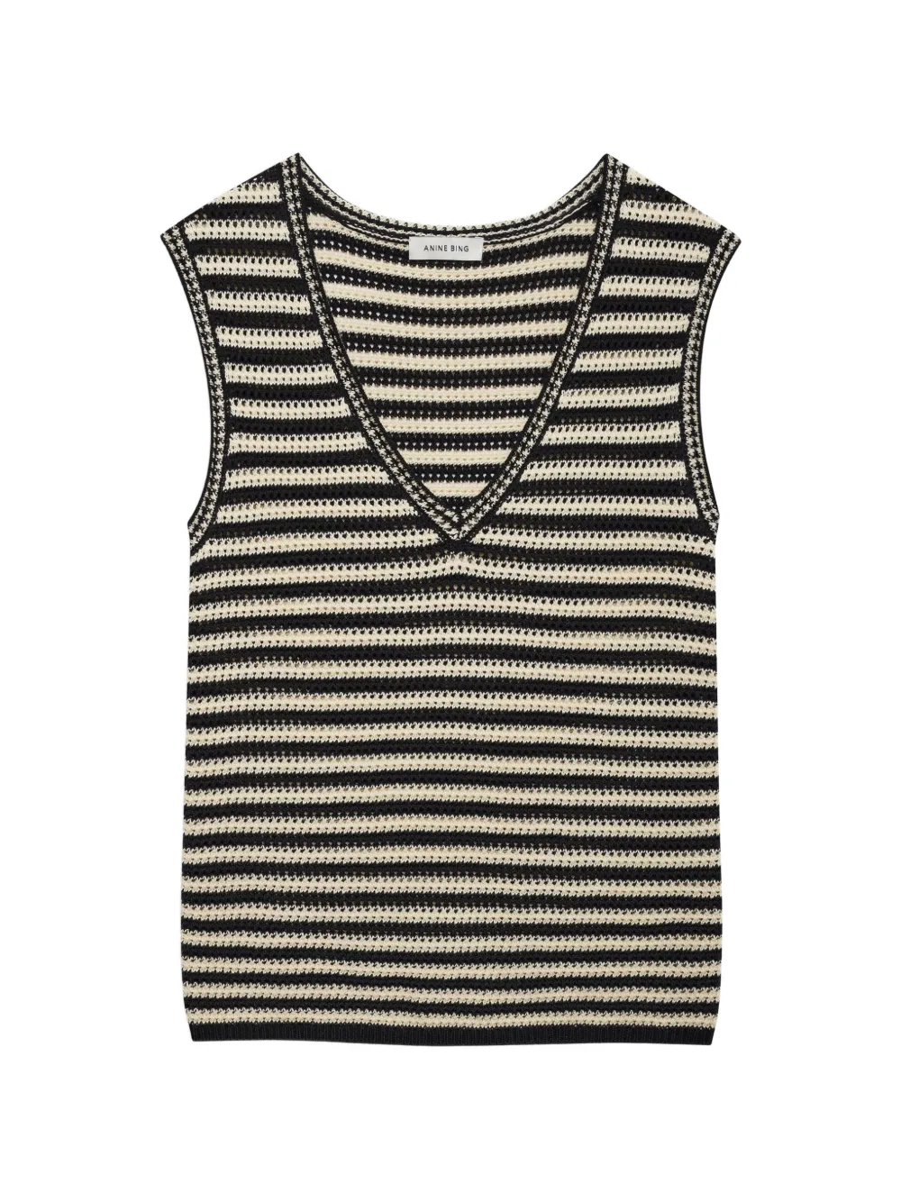 ANINE BING Lowen striped V-neck vest - Schwarz