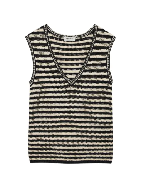 ANINE BING Lowen striped V-neck vest
