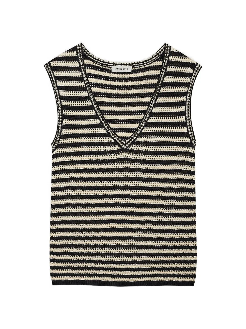 ANINE BING Lowen striped V-neck vest - Schwarz