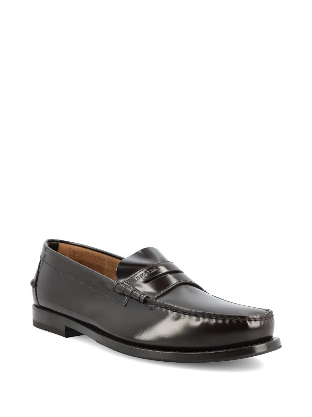 Prada Loafers met logodetail Bruin