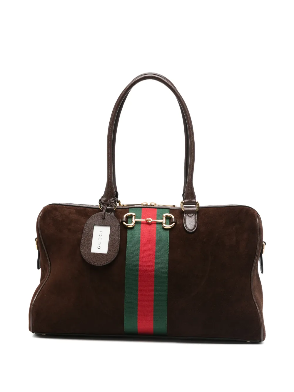 Gucci Borsa tote con dettaglio Morsetto - Marrone