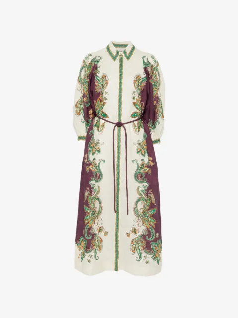 ALEMAIS Ruthie paisley-print midi shirt dress
