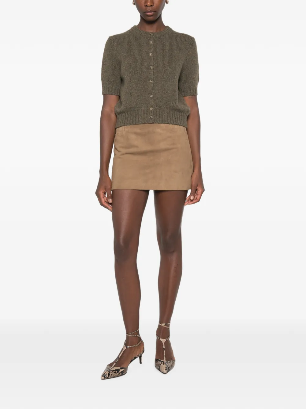 KHAITE Jett leren mini-rok Bruin